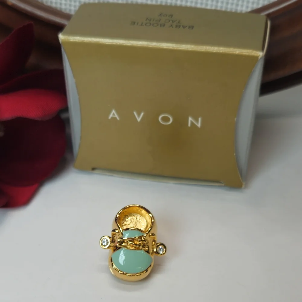 Vintage Avon Baby Boy Bootie Tack Pin in Original Box